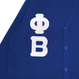 Custom Fraternity Phi Blue Knitted <b>Cardigan</b> Long Sleeve Cotton V-Neck Greek Embroidery PBS Letter Men's Sweater University Wear - Product Image 6