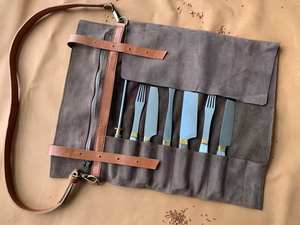 Sac à couteaux de chef classique en cuir véritable écologique, pochette de rangement portable, boîte cadeau personnalisée LKR-0225 - Product Image 6