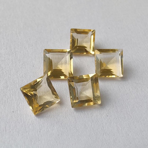 Citrine naturelle facettée, taille carrée, calibrée, pierre précieuse en gros - Product Image 1