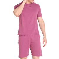 Conjunto de Dos Piezas para Hombre, Camiseta y Pantalones Cortos de Verano, Tejido de Algodón Transpirable, Ligero, Estampado Sólido, Ropa Urbana Personalizable