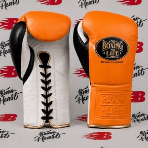 Gants de boxe professionnels en cuir véritable, best-sellers, No Boxing No Life, couleur bleu ciel et blanc, pour usage universel - Product Image 3