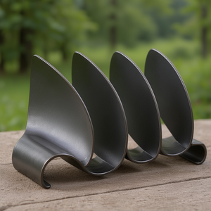 Étagère à assiettes en acier carbone forgé à la main, pliable, rangement de cuisine, design métallique artisanal - Product Image 3