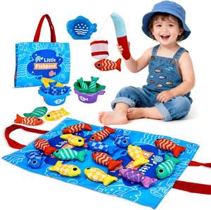 22 Pièces de Jeux de Pêche en Tissu pour Panier de Pâques, Jouets pour Tout-Petits avec Gobelets Empilables - Apprentissage du Comptage des Nombres et du Tri des Couleurs - Product Image 1