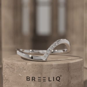 แหวนทองคำแท้ 14K รูปตัววี ประดับเพชรเลี้ยงในห้องปฏิบัติการ ดีไซน์โค้งมนเรียบหรูสำหรับผู้หญิง - Product Image 3