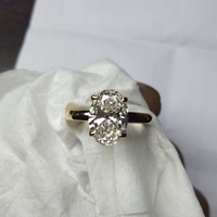 Cincin pertunangan solitaire klasik berlian oval 3 karat hasil lab, emas 14 karat, hadiah wanita, tren terbaru
