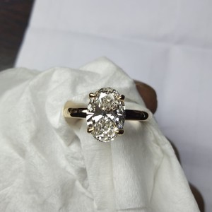 แหวนเพชรทรงรี 3 กะรัต เพชรเลี้ยงในห้องปฏิบัติการ แบบคลาสสิก สำหรับหมั้น แต่งงาน หรือเป็นของขวัญ ทอง 14k สำหรับผู้หญิง กำลังเป็นที่นิยม - Product Image 1