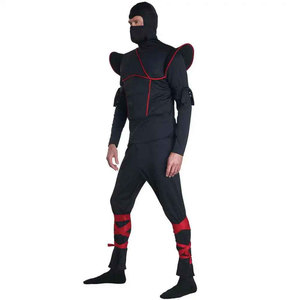 Costume de ninja blanc à capuche une pièce, bordure dorée, ceinture noire pour adultes, unisexe, coupe régulière, 100% coton extensible - Product Image 4