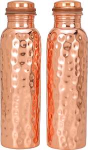 Authentic Ayurvedic Copper Water <b>Bottle</b> Pack of 2 for <b>Drinking</b> Water Large 34OZ Copper Vessel 2 Canvas <b>Bottle</b> Carrying Bags - Product Image 3