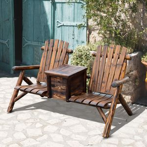Divanetto Rustico in Legno con Porta Ghiaccio per Esterni, Resistente alle Intemperie - Product Image 2