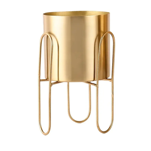 Gold & Black Finished Indoor and Outdoor Use Decorative Tableware and Floor Vase Solid <b>Square</b> Single Piece Planter With Stand - Product Image 6