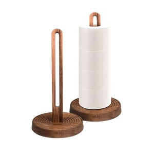 Eco-Friendly Solid Wood Paper Towel <b>Holder</b> Standing Kitchen Roll Stand Organizer With Weighted Base Farmhouse & Restaurant - Product Image 3