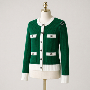 HMR เสื้อสเวตเตอร์ถักมีกระดุมแบบถักสำหรับสตรีในมหาวิทยาลัย - Product Image 4