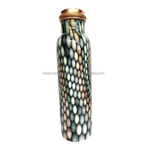 ขวดน้ำทองแดงพิมพ์ลายหิน ดีไซน์เนอร์ ขวดทองแดงแท้ ฝาเปิด-ปิด ใช้กับเครื่องล้างจานได้ เหมาะสำหรับออกกำลังกาย โยคะ แคมป์ปิ้ง ท่องเที่ยว หลายสี - Product Image 3