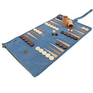 Stocked Roll-Up PU Leather <b>Backgammon</b> Travel <b>Backgammon</b> Set Unique Foldable Portable Leather Game Set for Outdoors Travel - Product Image 1