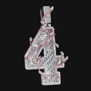 Custom Lab Grown Player Number <b>Pendant</b> 925 Silver Rose <b>Gold</b> Plated Diamond Number <b>Pendants</b> 1-11 Luxury Iced Out Charms wear - Product Image 4