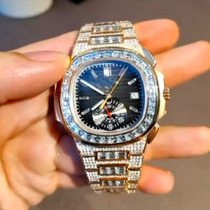 Montre Moissanite à quartz carrée de luxe de 42mm | VVS Iced Out Skeleton Design | Cadran en verre d'affaires | Vente en gros Diamond Tester Pass - Product Image 4