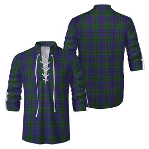Camisa Escocesa Tradicional Jacobita Ghillie Kilt de Tartán Negro para Hombre con Cordones, Venta al por Mayor, OEM ODM - Product Image 1