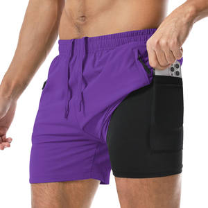 Shorts de jogging en coton personnalisés pour hommes, avec poches, impression de logo personnalisée, coupe ample, légers, décontractés, pour la plage. - Product Image 1