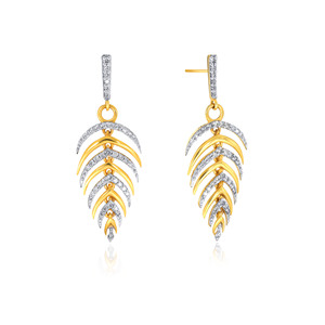 18K yellow gold <b>earrings</b> Marquise teardrop <b>dangle</b> <b>earrings</b> Round cut lab grown <b>diamonds</b> Geometric luxury fine jewelry - Product Image 2