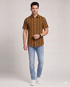 Mens Cotton Block Print <b>Shirt</b> Handmade Indian <b>Shirt</b> Casual Summer Fashion Bulk Wholesale - Product Image 3