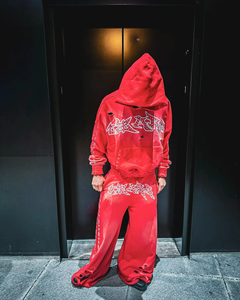 ชุดเซ็ตเสื้อผ้าผู้ชายแบบมีฮู้ด ผ้าไนลอนปักลาย พร้อมกางเกงขาบาน สองชิ้น - Product Image 2