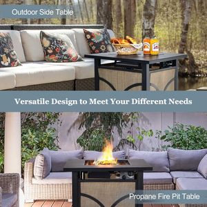 25 Inch 40000 BTU Propane <b>Fire</b> <b>Pit</b> <b>Table</b> with Lid and <b>Fire</b> Glass <b>Fire</b> <b>Pits</b> Product - Product Image 5