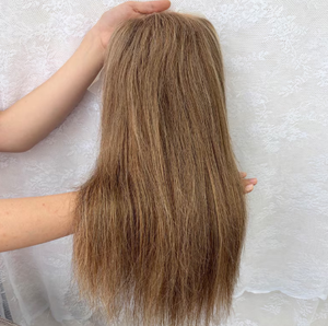 Extensiones de Cabello Liso con Reflejos Marrón Claro, Base de Seda, Cabello Humano Natural, Color Marrón Ceniza Claro - Product Image 2
