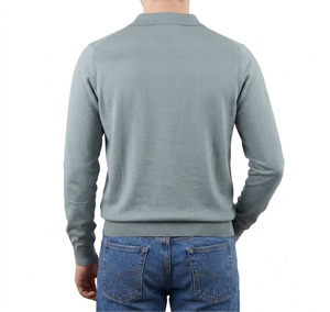 Chemise en jersey de coton tricoté à manches longues pour homme, couleur unie, boutonnée, style décontracté, respirante, anti-boulochage - Product Image 3