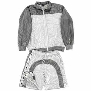 Ensemble de survêtement en polaire rose pour homme, veste à manches longues avec cordon de serrage, short, couleur unie, style sportif, coupe régulière, séchage rapide, léger - Product Image 6