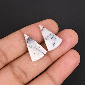 Opale dendritique naturelle 13,0 carats (poids d'une paire) 20x12mm, forme fantaisie, pierre précieuse en vrac - Product Image 2
