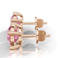Heerani Jewels Labor-Gezüchteter Runder Rosa Saphir 925 Sterling Silber Klassische Ohrstecker Vergoldet Roségold Unisex Ohrringe