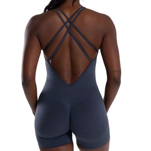 <b>Pump</b> <b>Women's</b> <b>Navy</b> Blue Strappy Back Fitness Bodysuit Sleeveless Stretch Workout Gym Yoga One Piece Activewear Sportswear - Product Image 4