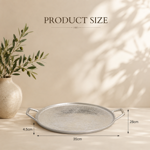 Juego de Bandejas Redondas de Aluminio de Lujo con Acabado Texturizado Hecho a Mano, Diseño de Doble Asa, Plato Elegante para Decoración de Comedor - Product Image 2