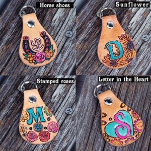 Nuevo llavero de cuero mecanizado a mano occidental con patrones de vaquera Salvaje Oeste y acentos aztecas llavero de cuero de vaquero cordón - Product Image 6