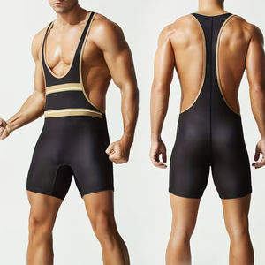 Five B Men Wrestling Singlet Fitted Spandex <b>Polyester</b> Stretch Seamless Plain Dyed Boxing Sports Apparel Adult Size Fitting <b>Shirt</b> - Product Image 1