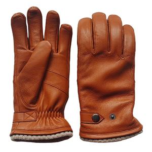 Brown Leather Wrist Length <b>Gloves</b> <b>Wool</b> Lined Thermal Plain Style Daily Use Winter Outdoor - Product Image 6