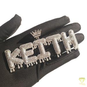Collier Pendentif Lettre Personnalisée KEITH avec Diamant Moissanite, Chaîne Cubaine Hip Hop, Bijou Cadeau - Product Image 1