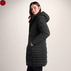 Manteau long matelassé pour femme avec capuche, doudoune d'hiver, vêtement d'extérieur pour temps froid - Product Image 4