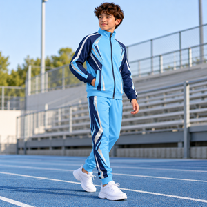 Conjunto Deportivo Personalizado para Niños, 100% Algodón, Chaqueta con Cremallera y Pantalones, Venta al Por Mayor, Proveedor OEM ODM - Product Image 4