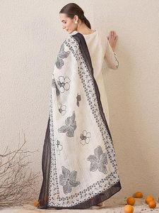 Women's Straight Woven <b>Linen</b> Floral Embroidered Knee Length Kurta & Pant with Dupatta 3-<b>Piece</b> Set - Product Image 2