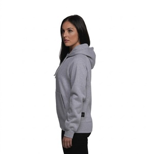 Grey Melange Full Zip Hooded Sweatshirt Fleece <b>Pullover</b> Regular Fit Unisex Casual Hoodie Autumn Wear - Product Image 2