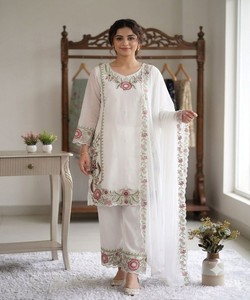 Rich Look Georgette Top Palazzo With Dupatta Women Salwar Kameez Wedding Party Wear India Pakistan Dress 85286 LG-2105 - Product Image 1