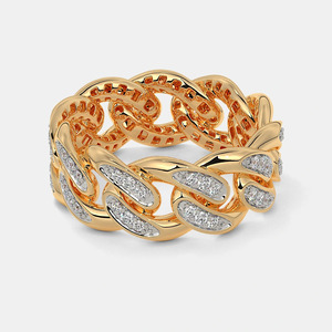 Anillo de Oro Amarillo con Diamantes Redondos Entrelazados - Product Image 3