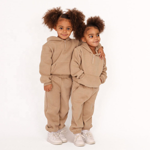 Conjunto Deportivo Beige para Niños, Sudadera con Capucha, Pantalones Deportivos, Casual, Unisex, Otoño Invierno - Product Image 3