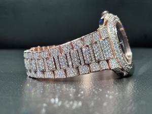 Wholesale Luxury VVS Moissanite Diamond Full Pave Men's Automatic Watch with <b>Black</b> Dial Design - Product Image 2