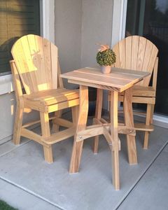 Ensemble table et chaises de jardin en bois, mobilier d'extérieur pour patio, sièges Adirondack, ensemble repas pour pelouse - Product Image 2