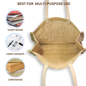 Hot Selling LMC GLOBAL Natural Jute Rope Handle Tote Bag Zipper Closure <b>Extra</b> <b>Large</b> Size Multipurpose Eco-Friendly Daily Retail - Product Image 3