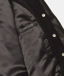 Veste universitaire en laine de baseball avec manches en cuir véritable, logo personnalisé et doublure en satin, veste universitaire d'hiver en laine pour équipe - Product Image 3