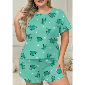 Ensemble de vêtements de nuit pour femmes en soie de luxe, t-shirt et short, ensemble de 2 pièces, vêtements de détente élégants pour femmes, tenues de maison - Product Image 4