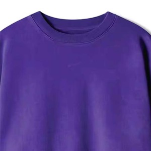 Sweat-shirt à col rond violet, coupe classique, couleur unie, tricoté, décontracté, unisexe - Product Image 6